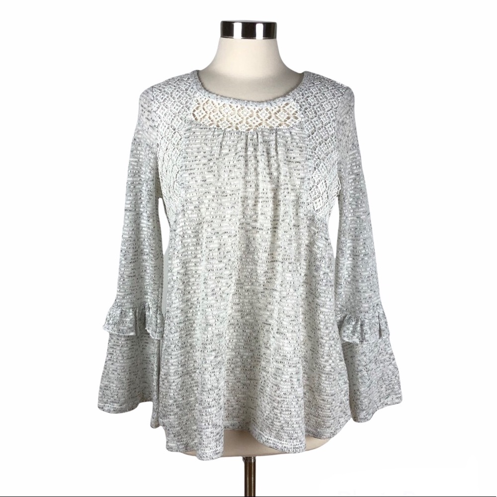 Style & Co Sweater with Crochet Lace and Ruffle Bell Sleeves